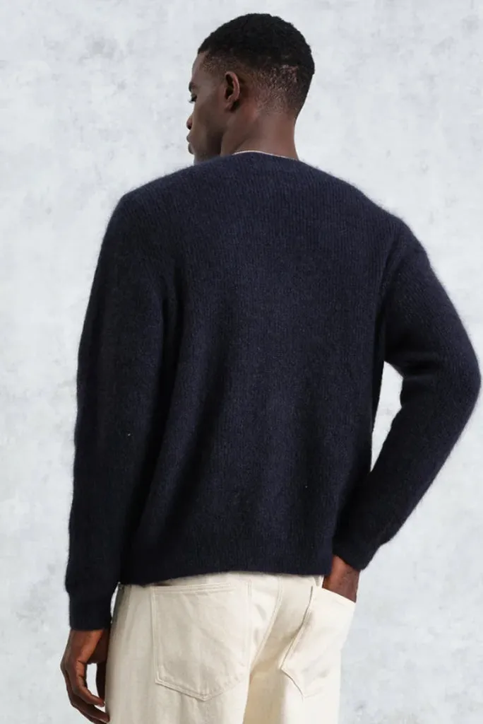 WAX LONDON ALBAN MOHAIR CARDIGAN, NAVY