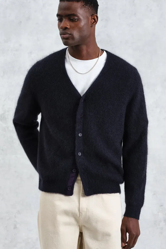 WAX LONDON ALBAN MOHAIR CARDIGAN, NAVY