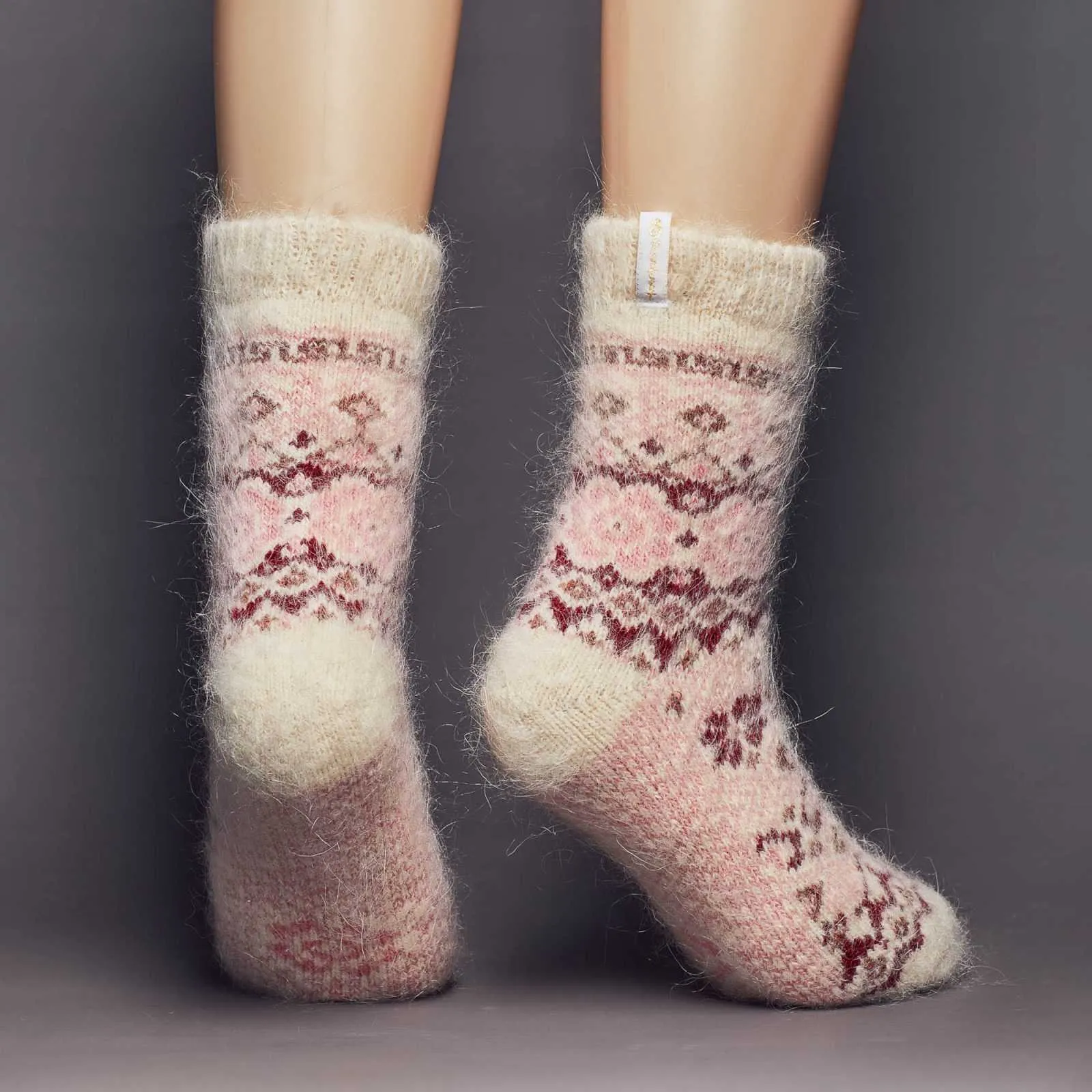 Women's Cranberry Delight Goat Wool Thick Crew Socks