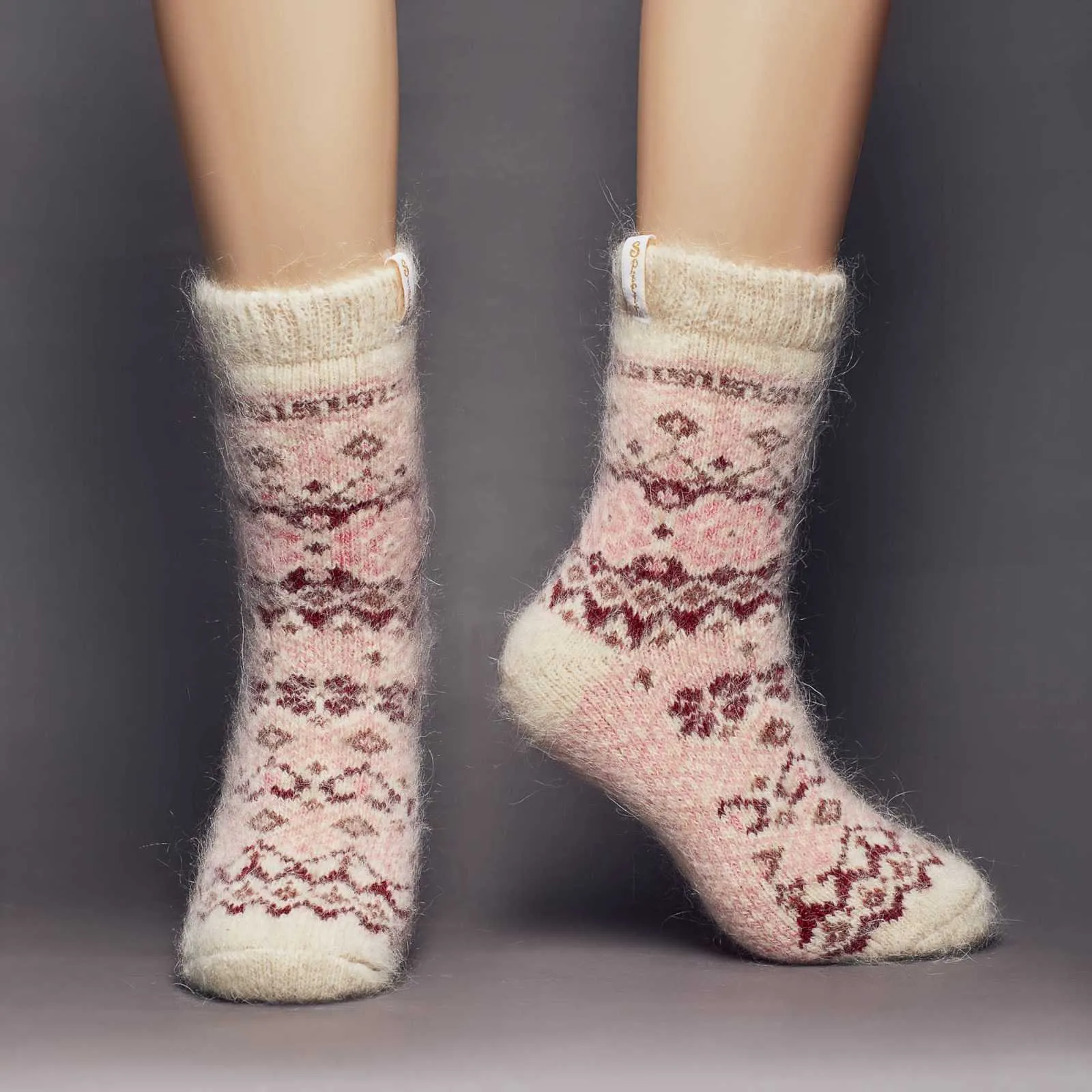 Women's Cranberry Delight Goat Wool Thick Crew Socks