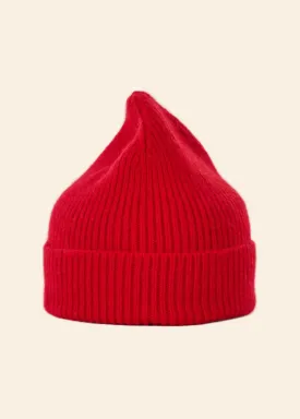 Wool beanie, crimson