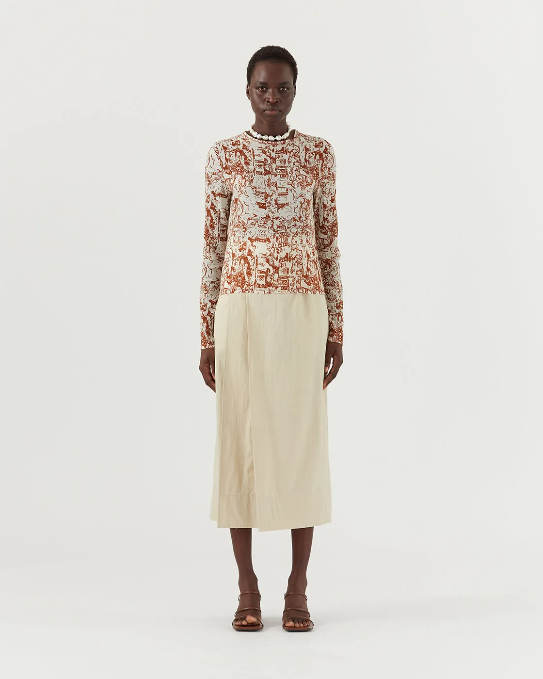 Zoya Top Mesh Printed Brown